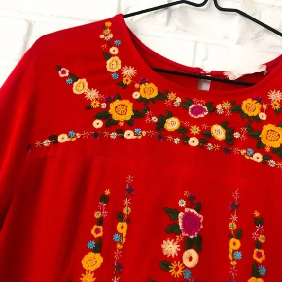 🍁Altar'd State Red Embroidered Swing Mini Dress - Picture 3 of 6